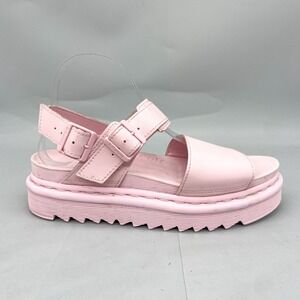Dr Doc Martens Womens 9 Voss Mono Pink Leather Platform Sandals Shoe Pastel Goth